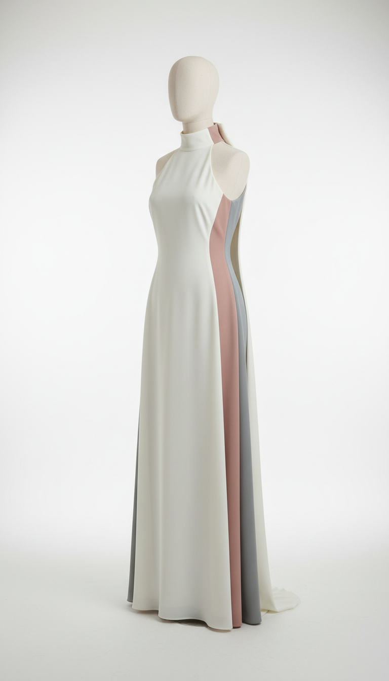 Lumina column gown with luminous silk